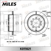 Диск тормозной задний MILES K011621 (TRW DF4965S)