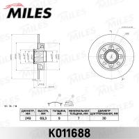 Диск тормозной задний MILES K011688 (TRW DF2059BS)