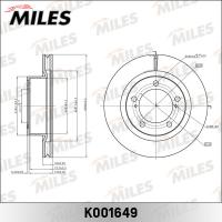 Диск тормозной передний MILES  K001649 (TRW DF6239S)
