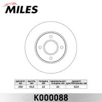 Диск тормозной передний MILES K000088 (TRW DF4036)