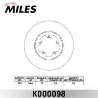 Диск тормозной передний MILES K000098 (TRW DF2389S)