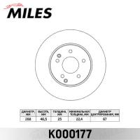 Диск тормозной передний MILES K000177 (TRW DF4180)