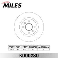 Диск тормозной передний MILES K000280 (TRW DF2586)