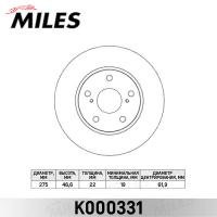 Диск тормозной передний MILES K000331 (TRW DF4810)