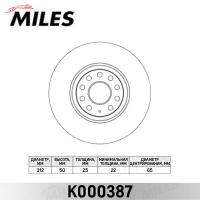 Диск тормозной передний MILES K000387 (TRW DF4464S)