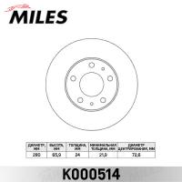 Диск тормозной передний MILES K000514 (TRW DF2721)