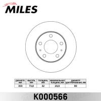 Диск тормозной передний MILES K000566 (TRW DF4751S)