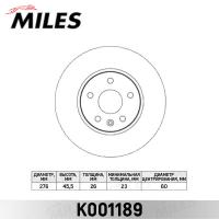 Диск тормозной передний MILES K001189 (TRW DF7475)
