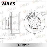 Диск тормозной передний MILES K001232 (TRW DF6471)