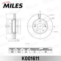 Диск тормозной передний MILES K001611 (TRW DF8056)