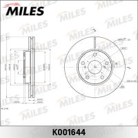 Диск тормозной передний MILES K001644 (TRW DF6679)