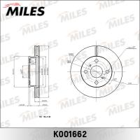 Диск тормозной передний MILES K001662 (TRW DF7248)