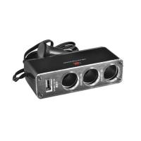 Разветвитель прикуривателя 3 гнезда Skyway SW-1913/S02301008 USB черный